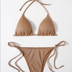 Brown Glitter String Bikini